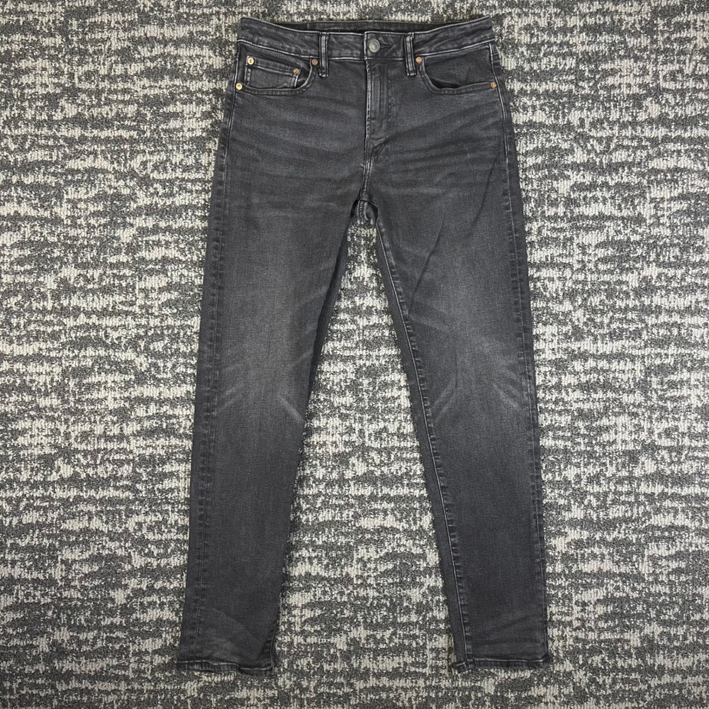 American Eagle Airflex+ Skinny Jeans Mens 30x32 Black Washed Stretch Denim